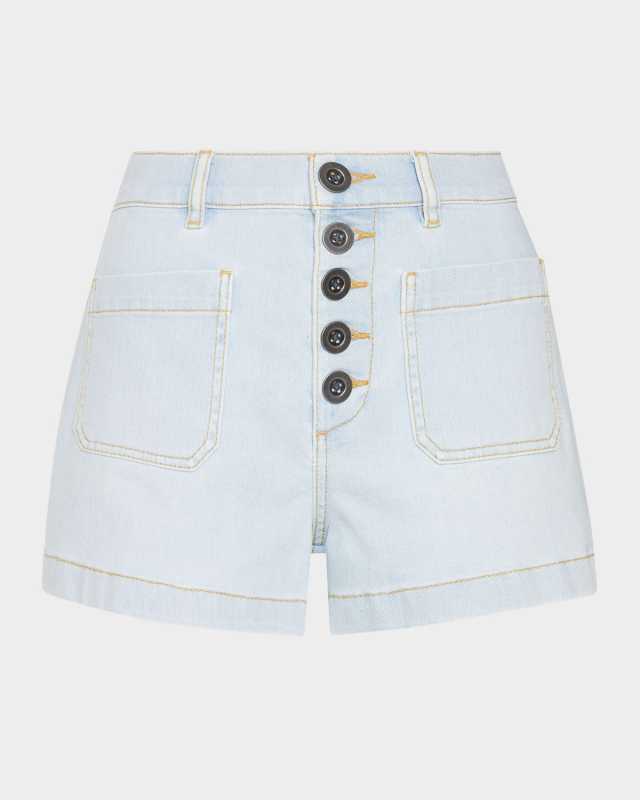 Cindy Patch-Pocket Denim Shorts